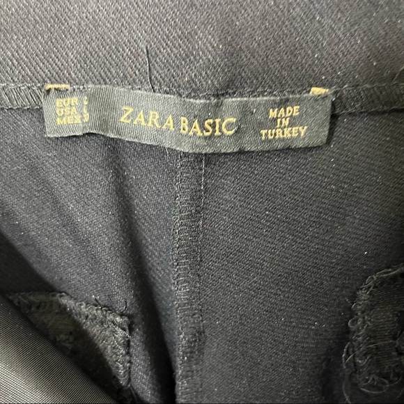 Zara Snakeskin Front Pants Black Size Large Skinny Leg Ankle Length High Waist - Picture 6 of 7